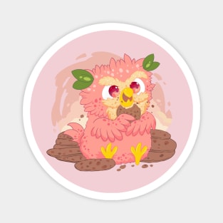 little peach owl with yith yummy cookie- for Men or Women Kids Boys Girls love owl Magnet